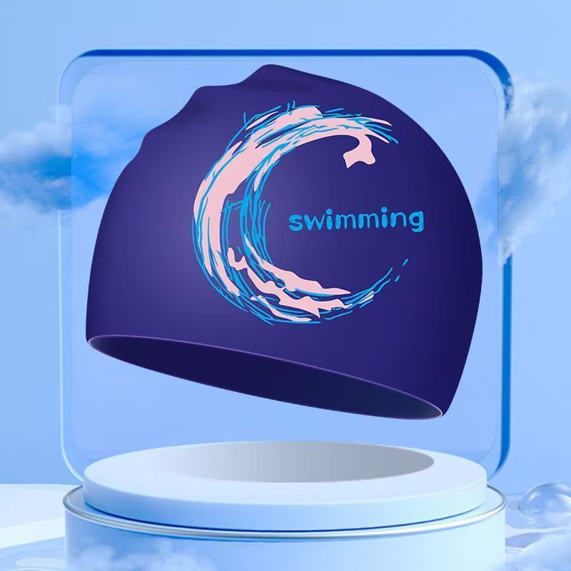 Fashionable Printed Non-slip Silicone Swim Cap, Medium Width 23cm, Size, Highly Elastic, Waterproof, Suitable For Large_voghion.com