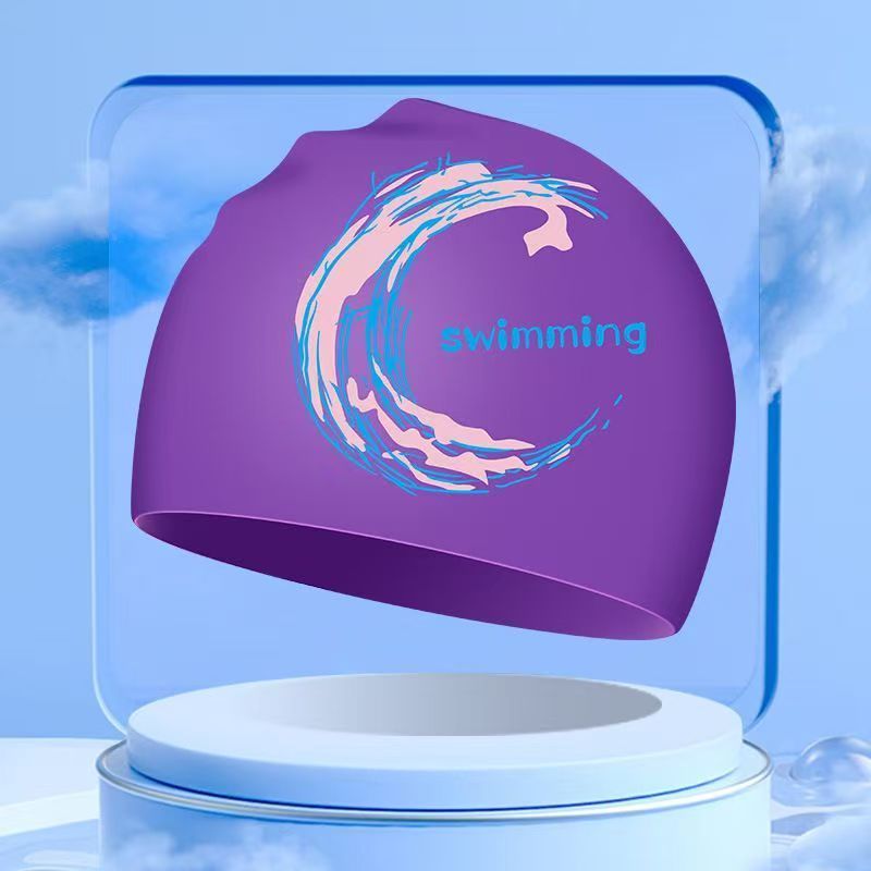 Fashionable Printed Non-slip Silicone Swim Cap, Medium Width 23cm, Size, Highly Elastic, Waterproof, Suitable For Large_voghion.com