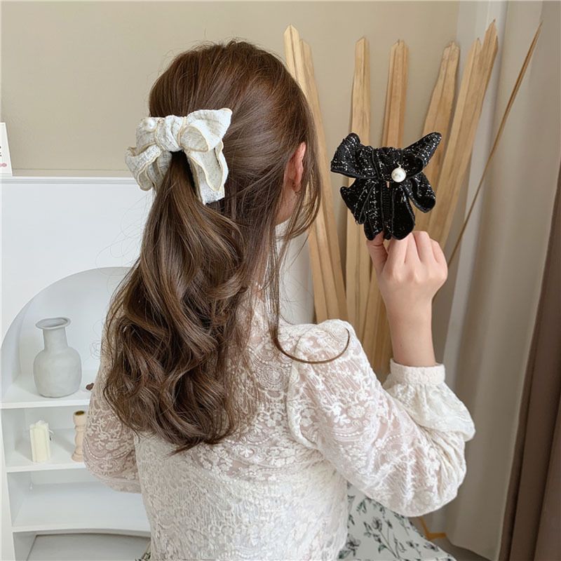 Clip a banana per capelli con fiocco grande stile coreano_voghion.com