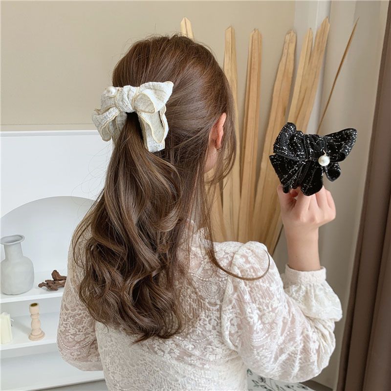 Clip a banana per capelli con fiocco grande stile coreano_voghion.com