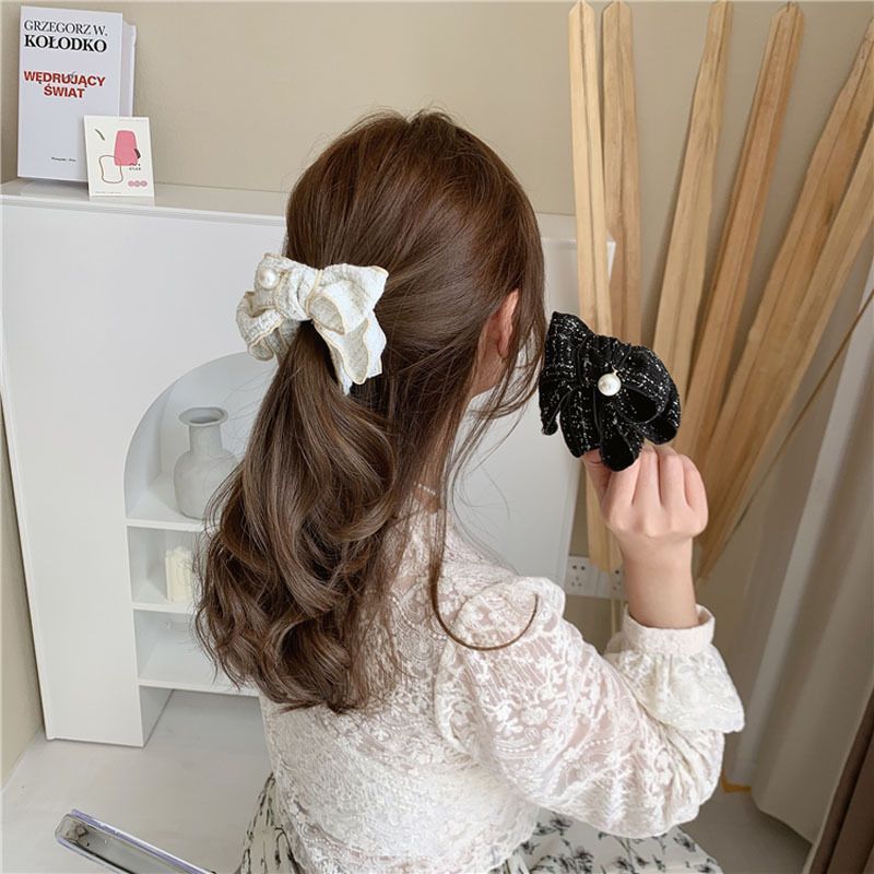 Clip a banana per capelli con fiocco grande stile coreano_voghion.com