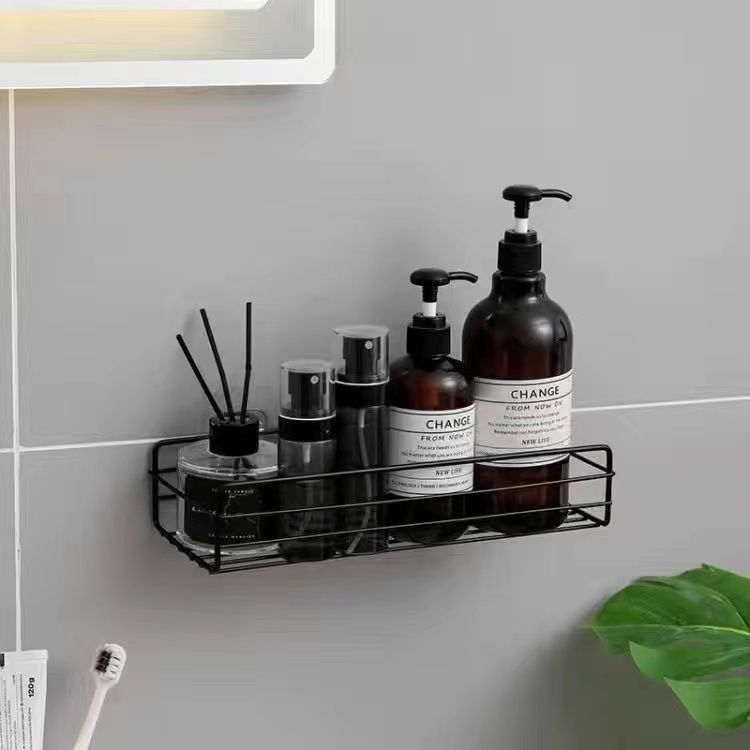 Bathroom Shelf, No-drill Wall-mounted Storage Solution Washroom, Adhesive Long-style Cosmetic Organizer For Toilet_voghion.com