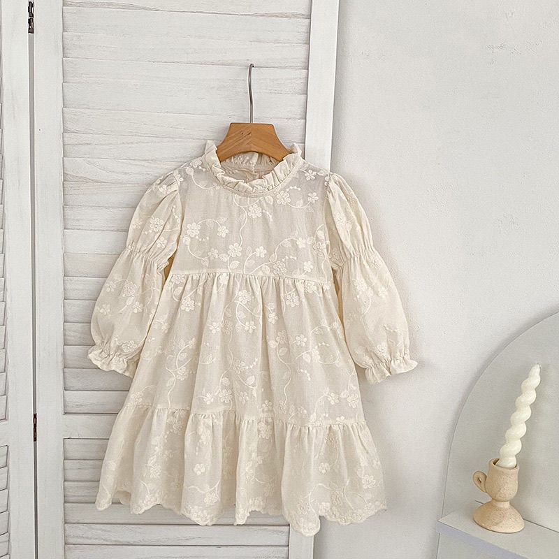 Mädchen Vintage Stil Jacquard Prinzessin Kleid Für Frühling Herbst_voghion.com