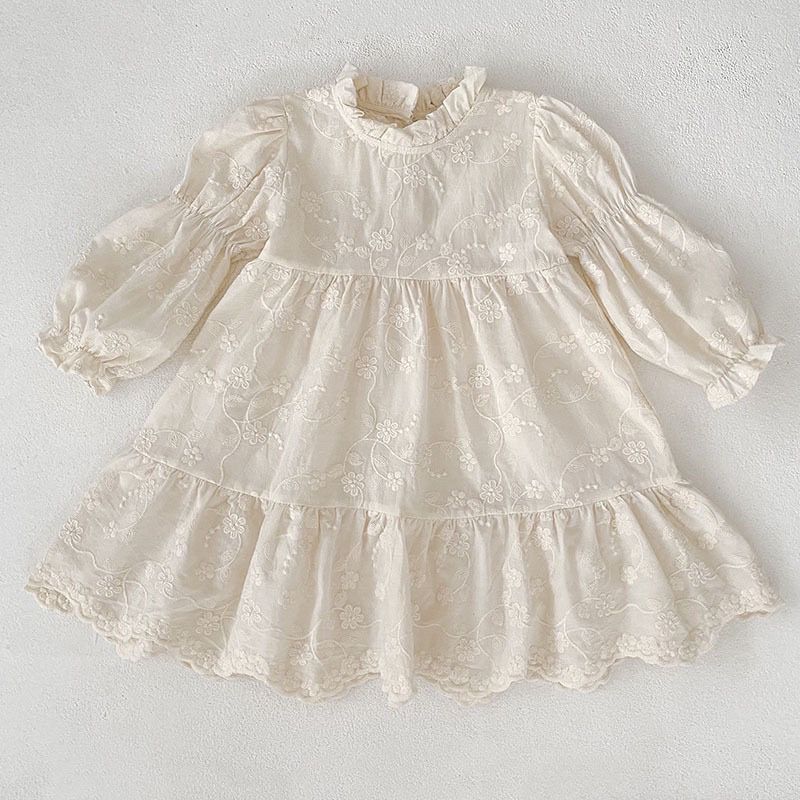 Mädchen Vintage Stil Jacquard Prinzessin Kleid Für Frühling Herbst_voghion.com