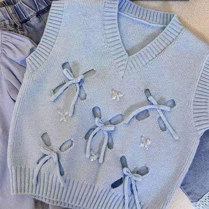 Flickkläder set med skjorta väst och jeans tre delar_voghion.com