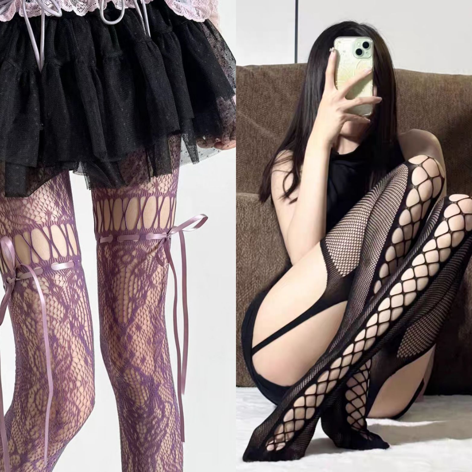 Sexy Spitzenstrümpfe Mit Schleife Florale Netzstrumpfhose Damen_voghion.com