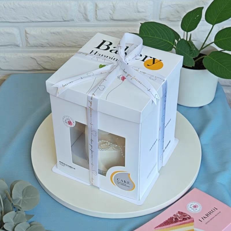 2025新款围边加厚开窗生日蛋糕盒6寸8寸10寸12寸(12寸盖子加厚)