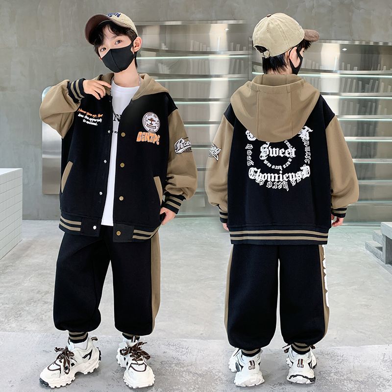 男童春秋款套装2026新款韩版男孩中大童棒球服洋气两件套三件套潮