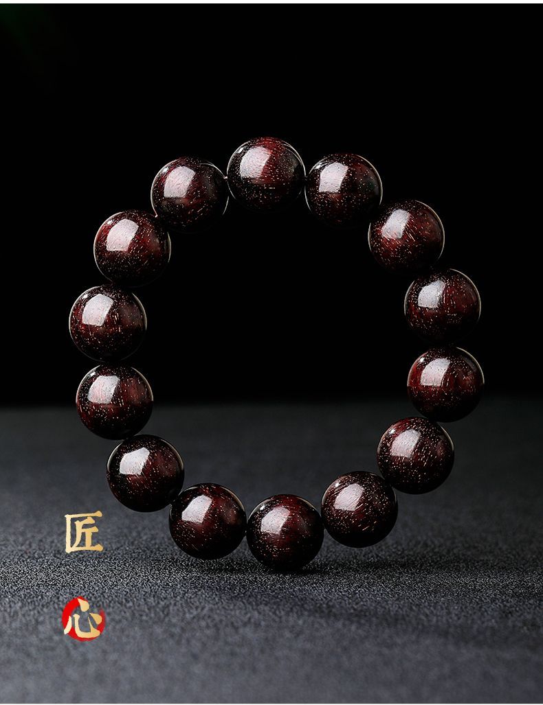 【灵月阁】正宗小叶紫檀手串男款盘玩满金星檀香木质文玩佛珠转运手链 detail 7