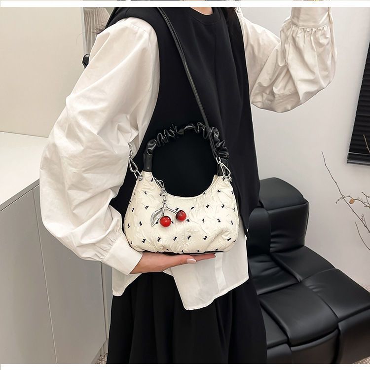 Pleated Bubble Bow Dumpling Crossbody Bag For Women And Students_voghion.com