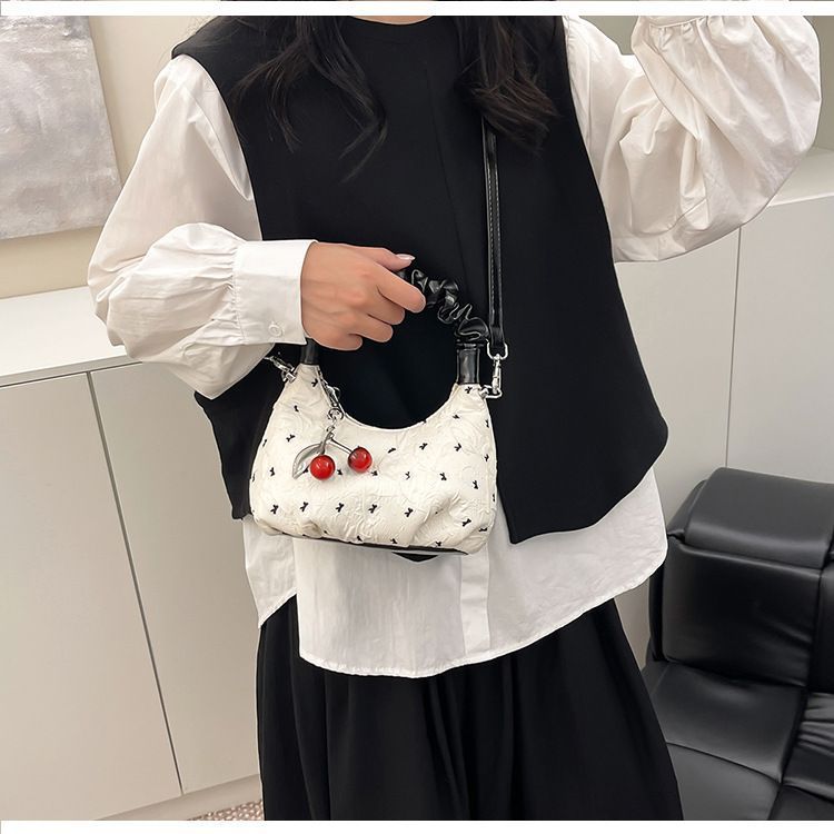 Pleated Bubble Bow Dumpling Crossbody Bag For Women And Students_voghion.com