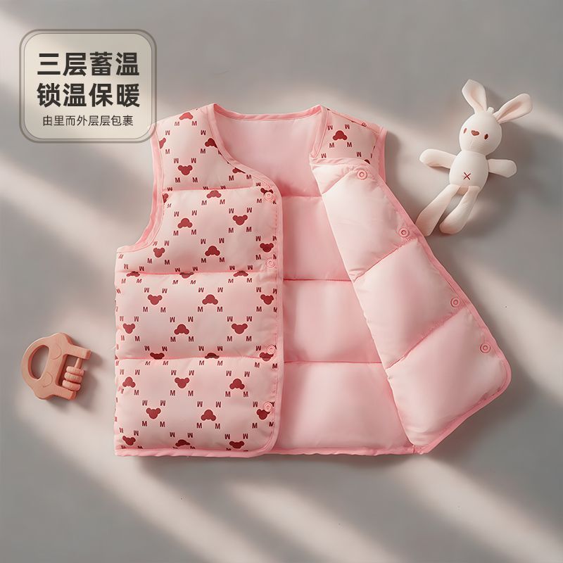 迪士尼男童棉马甲加厚秋冬女童保暖儿童上衣童装外套宝宝坎肩