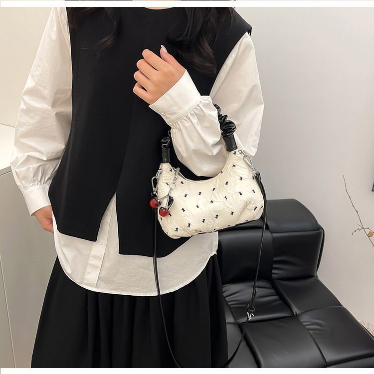 Pleated Bubble Bow Dumpling Crossbody Bag For Women And Students_voghion.com