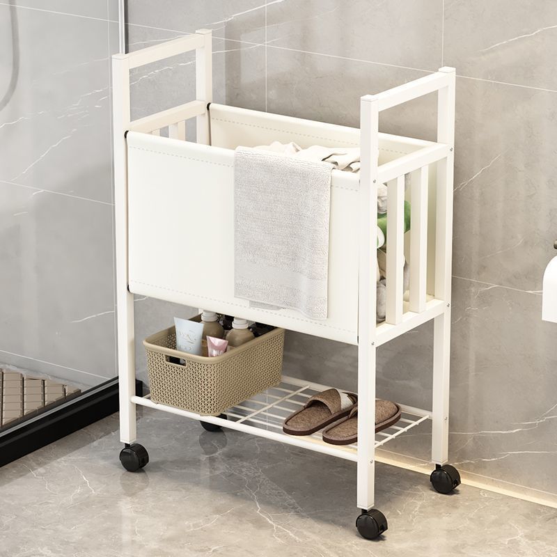 Double Layer Large Capacity Dirty Household Laundry Basket Movable Storage Trolley Clothes Organizer_voghion.com