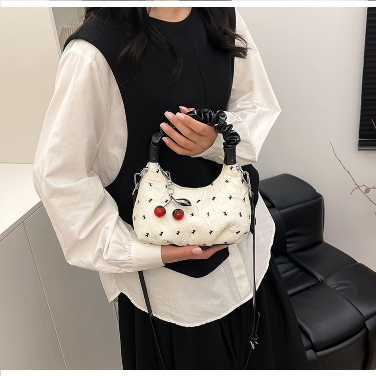 Pleated Bubble Bow Dumpling Crossbody Bag For Women And Students_voghion.com