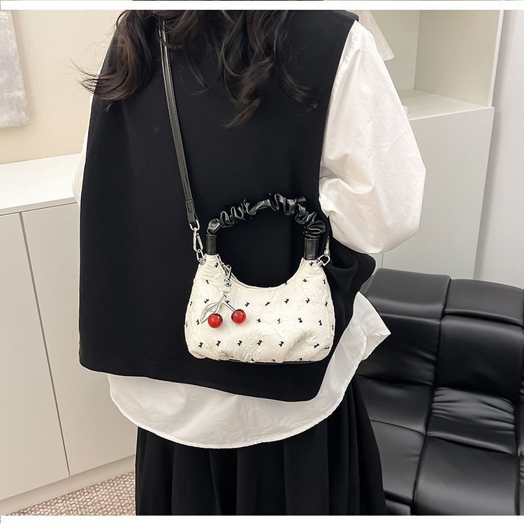Pleated Bubble Bow Dumpling Crossbody Bag For Women And Students_voghion.com