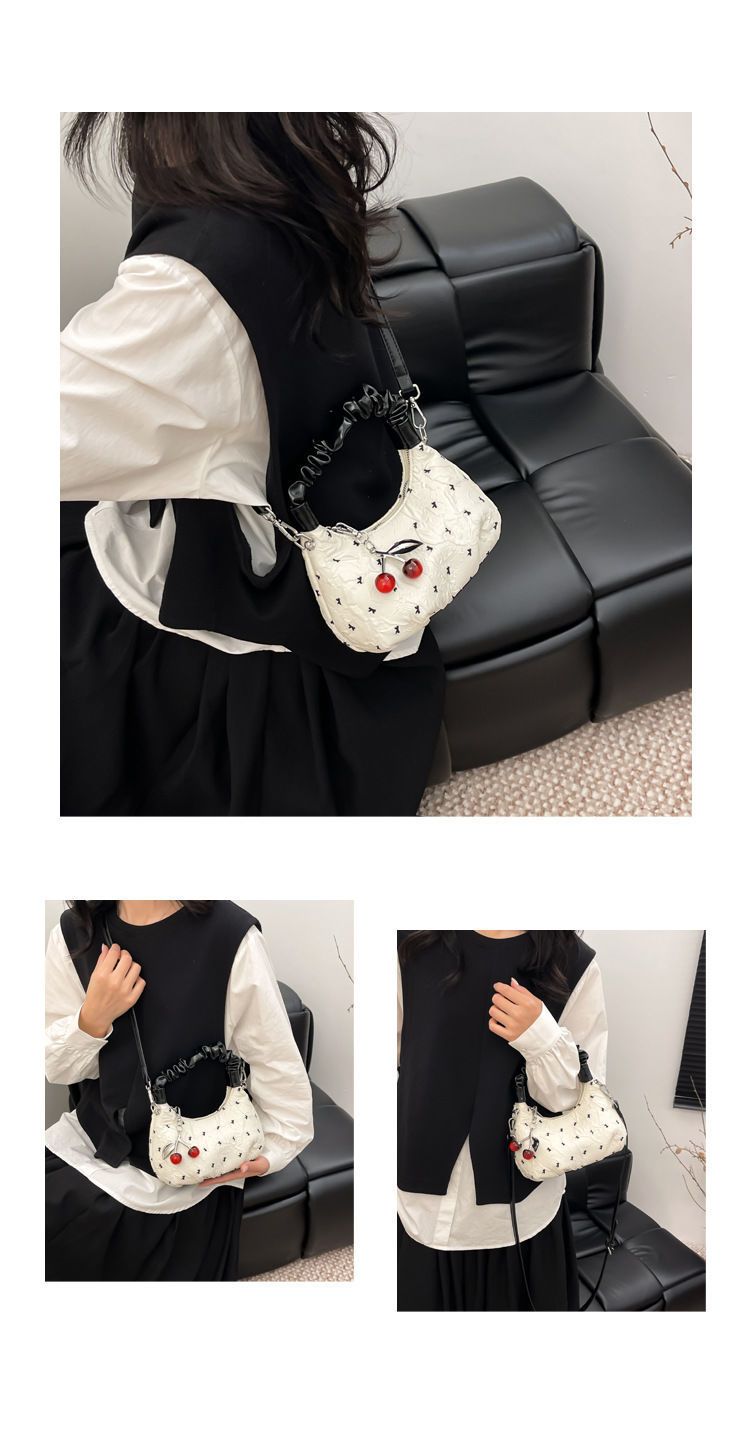 Pleated Bubble Bow Dumpling Crossbody Bag For Women And Students_voghion.com