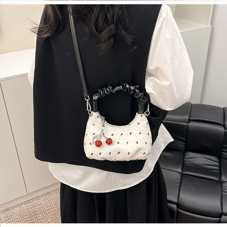Pleated Bubble Bow Dumpling Crossbody Bag For Women And Students_voghion.com