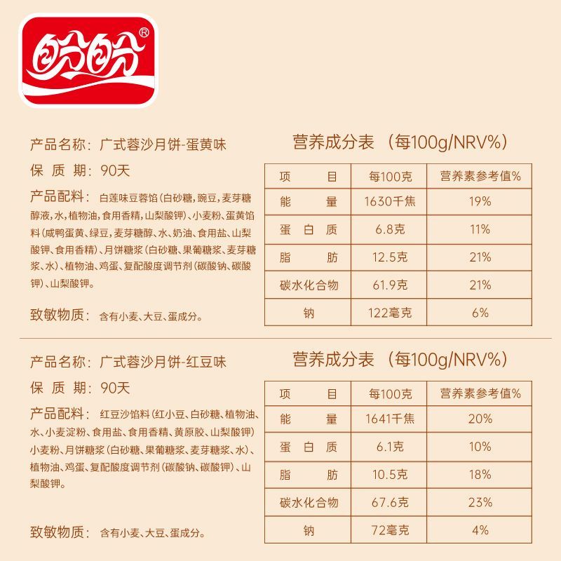 50枚批发】盼盼广式月饼42g散装一整箱莲蓉咸蛋黄红豆沙中秋月饼 图 6