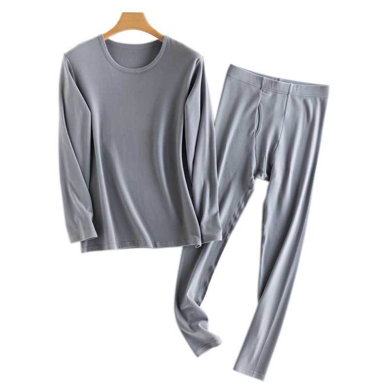 鸭鸭纯棉保暖内衣男士款套装秋冬加绒加厚打底棉毛衫发热秋衣秋裤