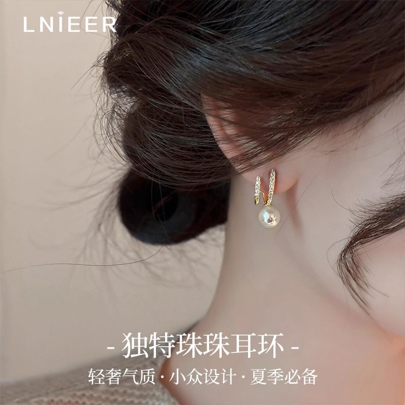 LNIEER圆珠925银针耳钉女冷淡风高级养耳洞耳环2026新款礼物耳饰