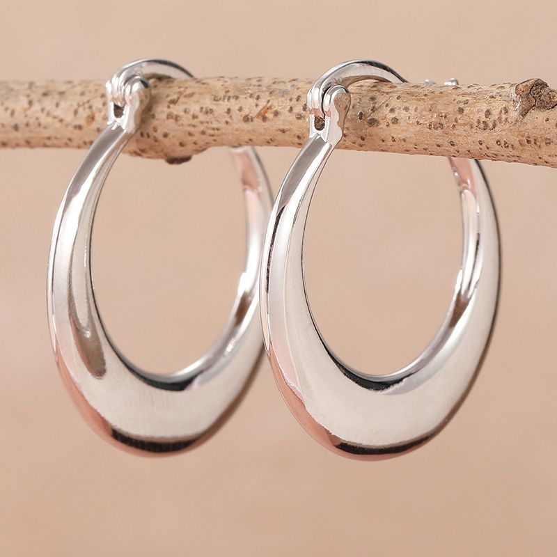 Minimalist Large Hoop Silver-copper Earrings For Women, Fashionable Unique, With Cool Understated Style, Offering A_voghion.com