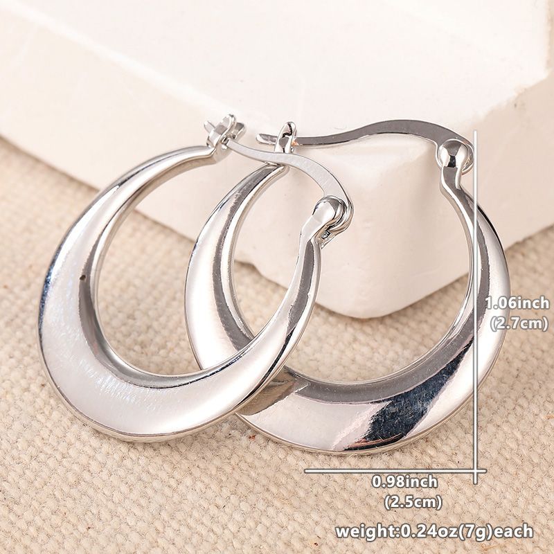 Minimalist Large Hoop Silver-copper Earrings For Women, Fashionable Unique, With Cool Understated Style, Offering A_voghion.com
