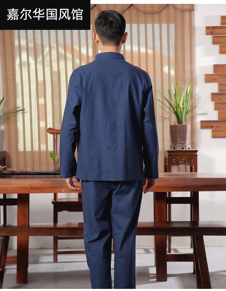 夏季棉麻居士服套装禅修服中年唐装男女同款布扣复古佛系古风汉服 detail 11