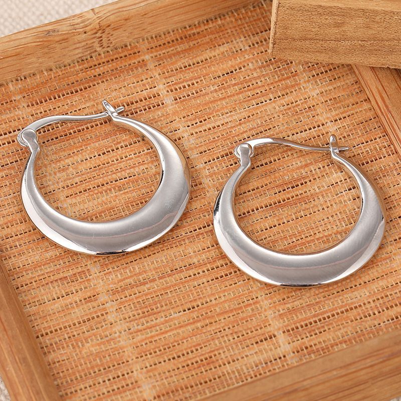 Minimalist Large Hoop Silver-copper Earrings For Women, Fashionable Unique, With Cool Understated Style, Offering A_voghion.com