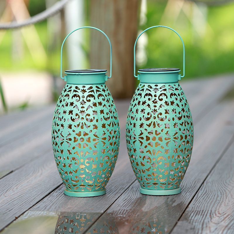Solar Outdoor Lantern, Waterproof LED Decorative Light With Hollow-Out Pattern For Garden & Camping_voghion.com