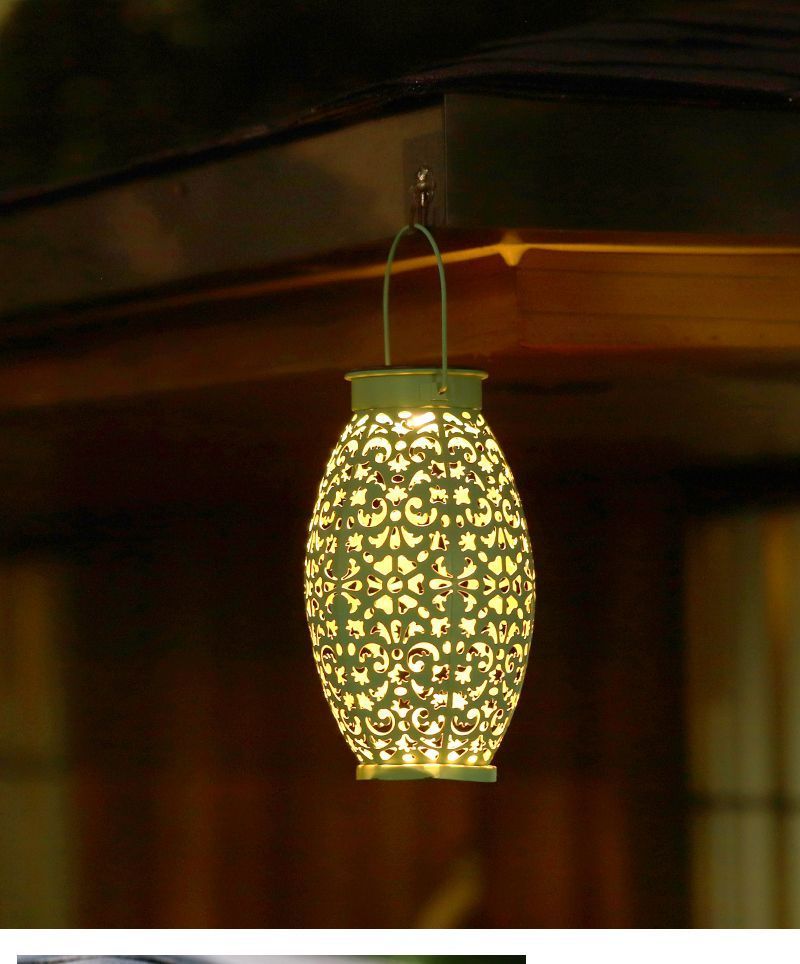 Solar Outdoor Lantern, Waterproof LED Decorative Light With Hollow-Out Pattern For Garden & Camping_voghion.com