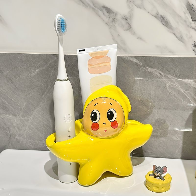 Star People Couple Kinder Niedliche Zahnbürstenablage Aufbewahrungsständer Waschtisch Keramik Zahnpasta Zahnbürstensockelhalterung_voghion.com