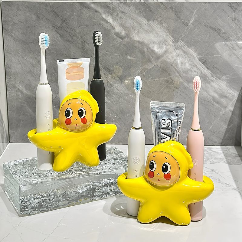 Star People Couple Kinder Niedliche Zahnbürstenablage Aufbewahrungsständer Waschtisch Keramik Zahnpasta Zahnbürstensockelhalterung_voghion.com