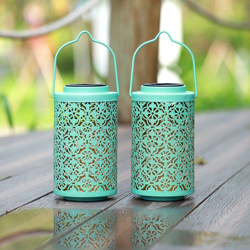 Solar Outdoor Lantern, Waterproof LED Decorative Light With Hollow-Out Pattern For Garden & Camping_voghion.com