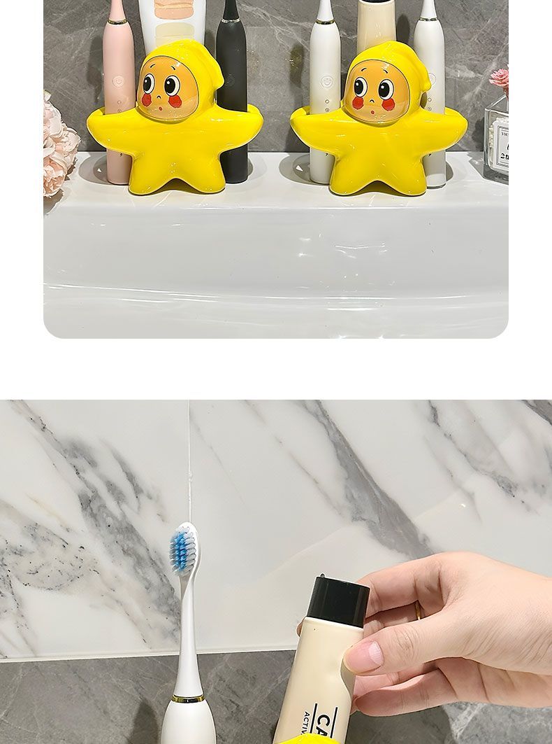 Coppia di persone con stelle, bambini, portaspazzolino carino, supporto per lavabo, base per spazzolino da denti in ceramica_voghion.com
