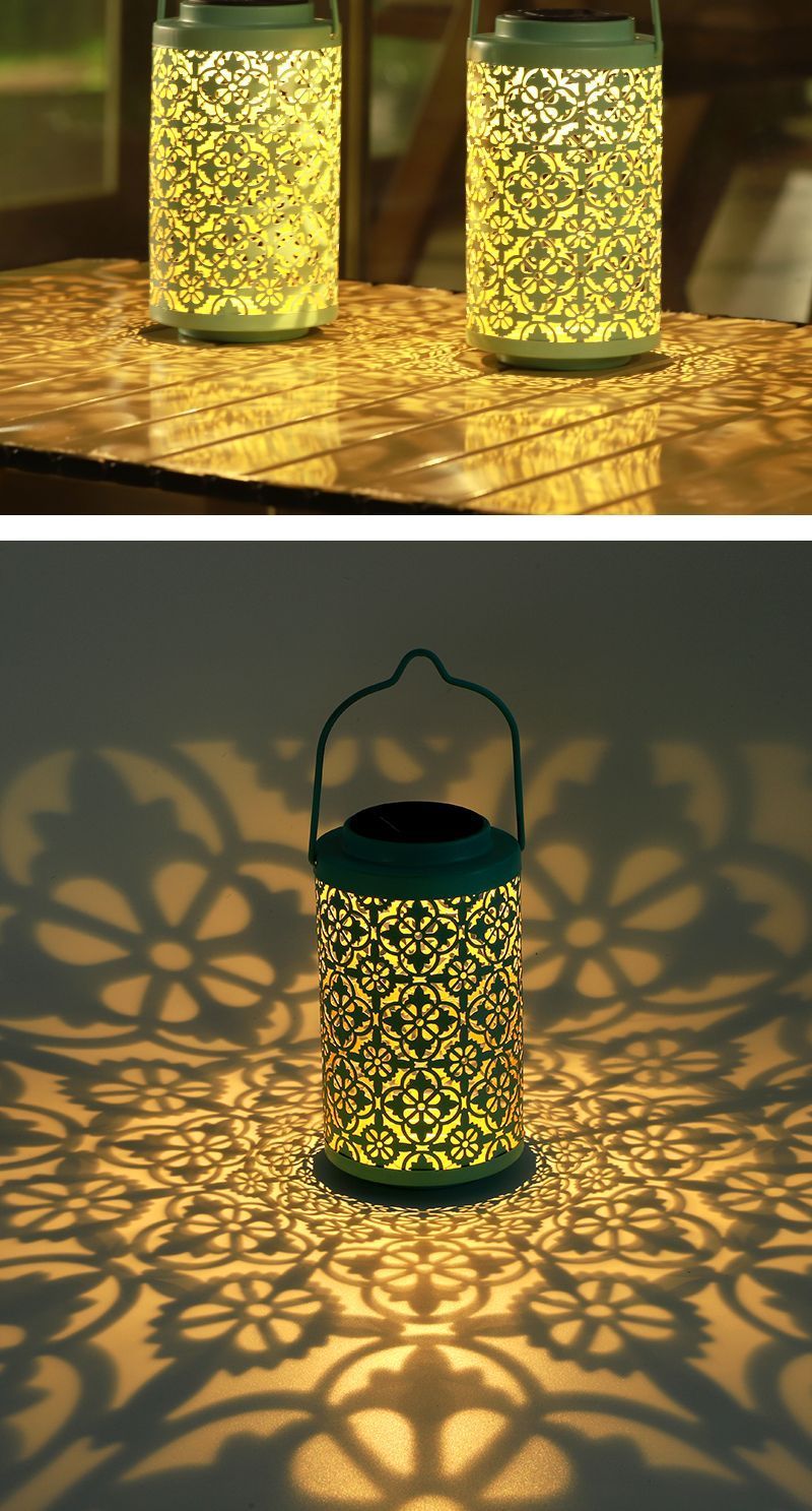 Solar Outdoor Lantern, Waterproof LED Decorative Light With Hollow-Out Pattern For Garden & Camping_voghion.com