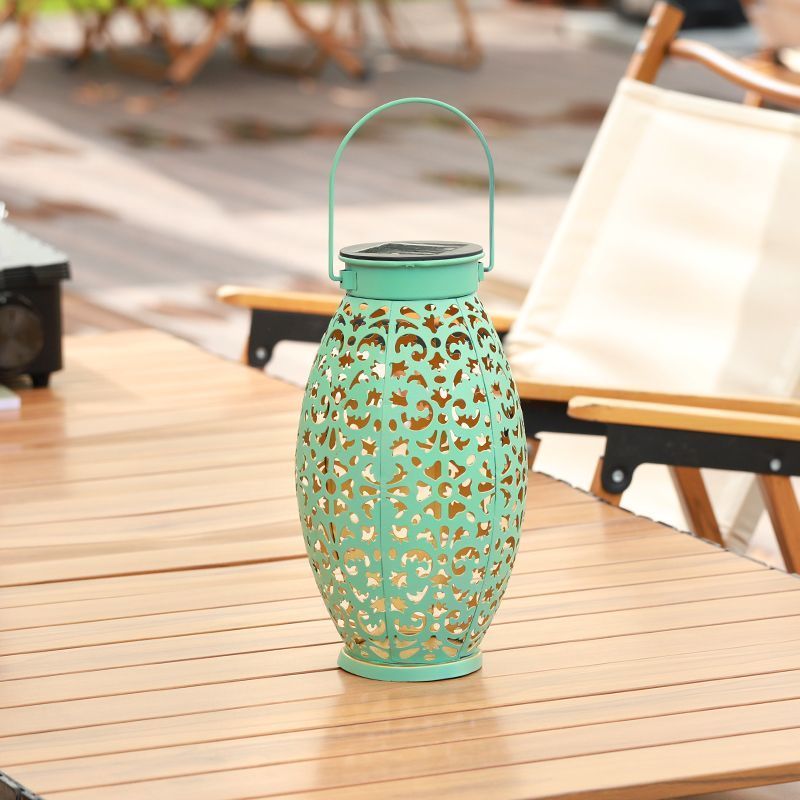 Solar Outdoor Lantern, Waterproof LED Decorative Light With Hollow-Out Pattern For Garden & Camping_voghion.com