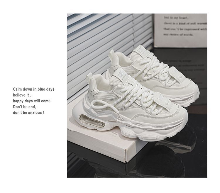 Men' 2025 New Autumn Caual Air Cuhion Shock Aborption Dad Sport Running Thick Sole Black Warrior Trendy_desvips.com