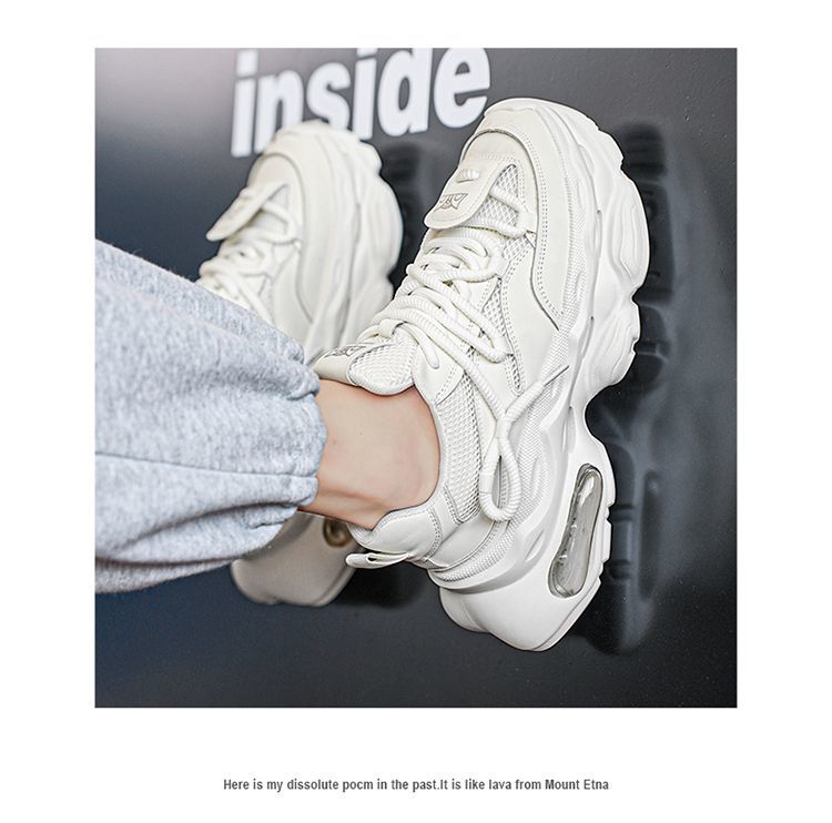 Men' 2025 New Autumn Caual Air Cuhion Shock Aborption Dad Sport Running Thick Sole Black Warrior Trendy_desvips.com