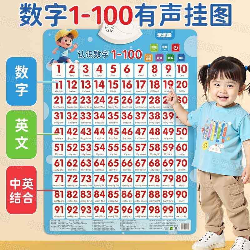 儿童数字挂图1到100认知早教有声幼儿识字点读发声汉语拼音字母表