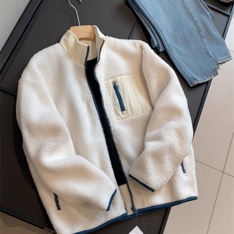 Go Russian! Autumn And Winter Versatile Warm Stand-up Collar Couple's Lamb Wool Fleece Jacket For Men_voghion.com