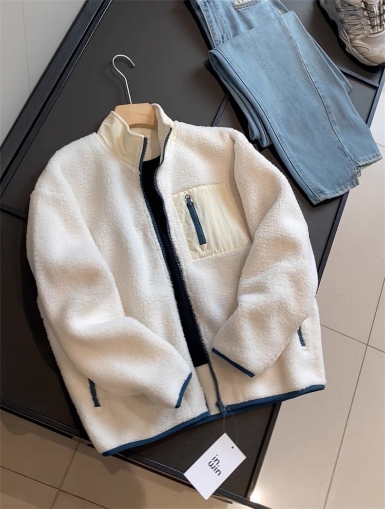 Lambswool Fleece Jacket Stand-up Collar Warm Autumn Winter_voghion.com
