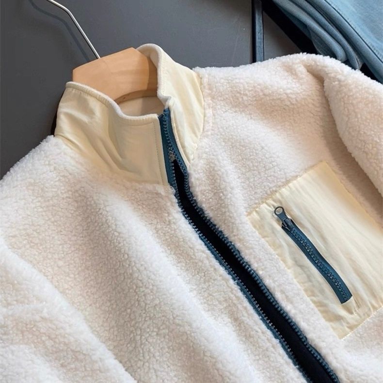 Go Russian! Autumn And Winter Versatile Warm Stand-up Collar Couple's Lamb Wool Fleece Jacket For Men_voghion.com