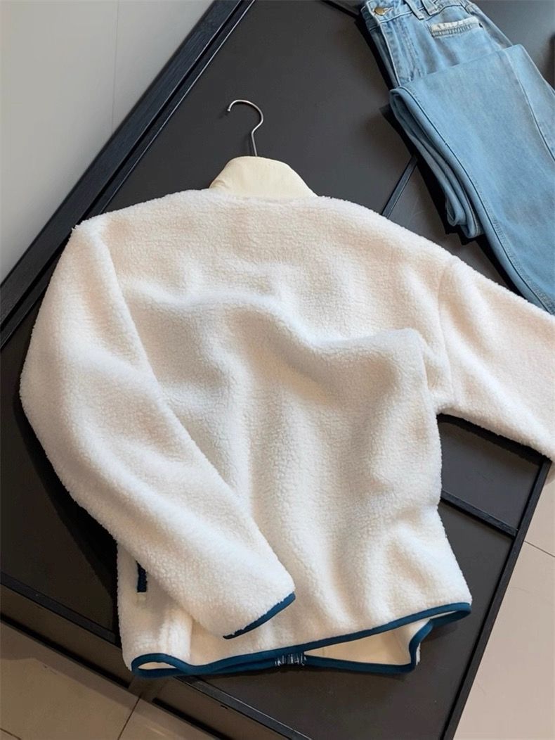 Lambswool Fleece Jacket Stand-up Collar Warm Autumn Winter_voghion.com