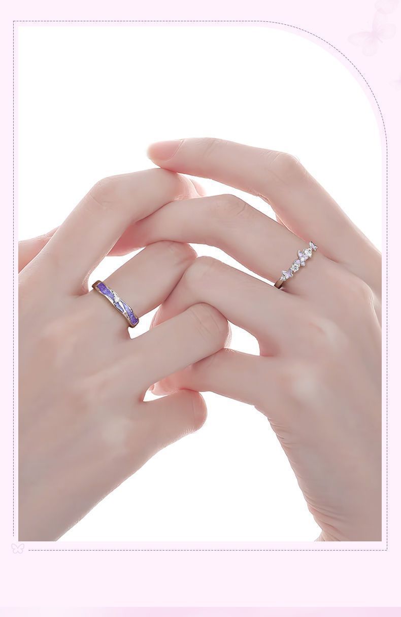 Starlight Butterfly Ring Unique Exquisite Couple Jewellery Gift_voghion.com