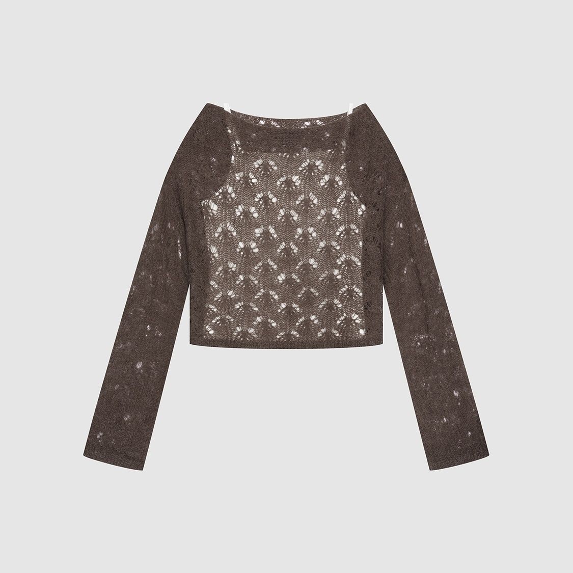 2025秋季新款慵懒休闲镂空两件套针织衫ins