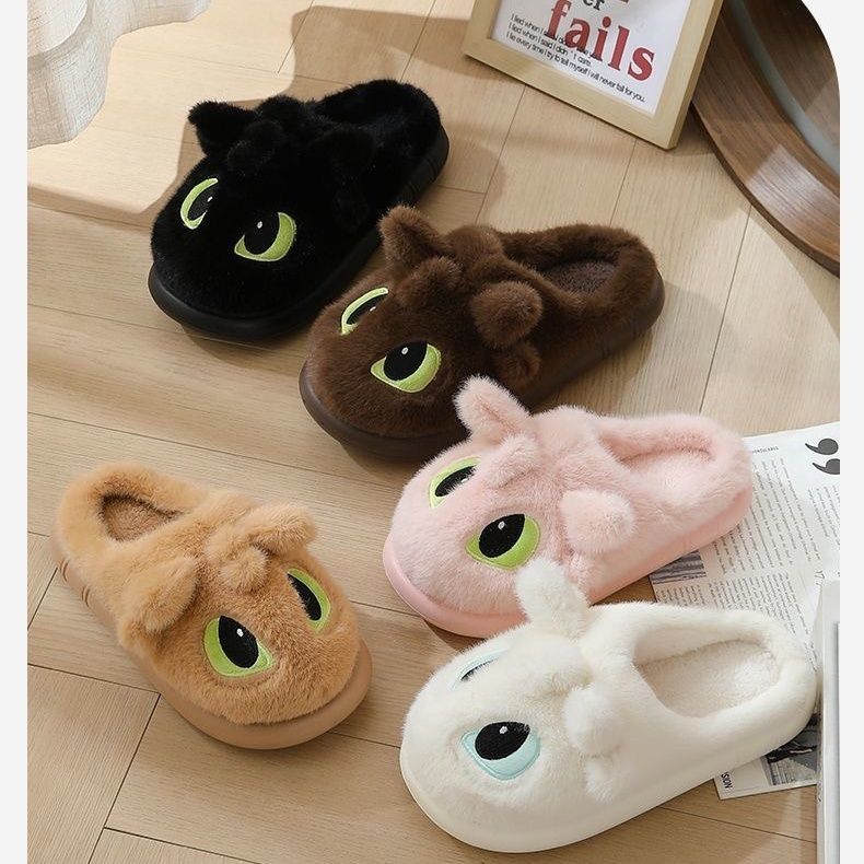 拖鞋可爱卡通情侣拖鞋无牙仔新款居家高跟保暖厚底时尚防滑冬季拖