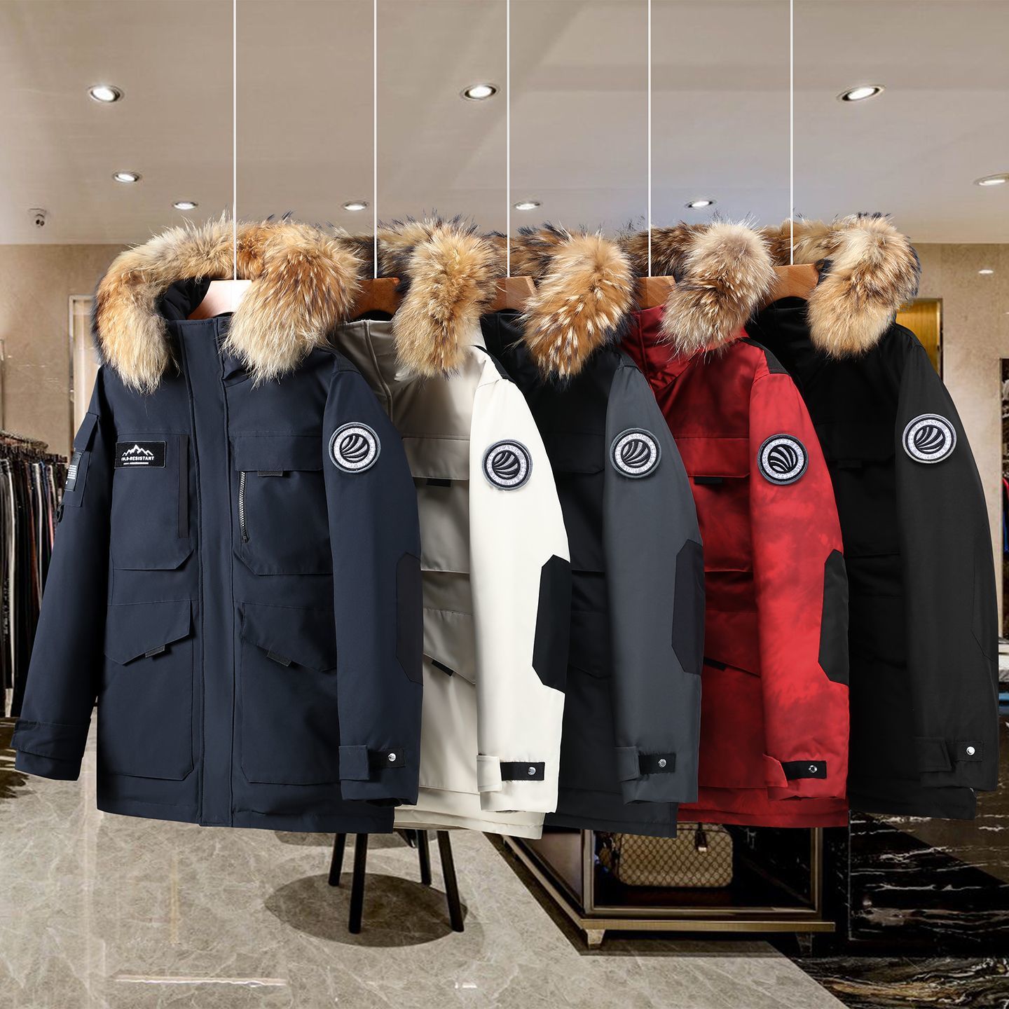 羽绒服同款男女冬季户外新款工装鹅绒加厚情侣毛领保暖外套