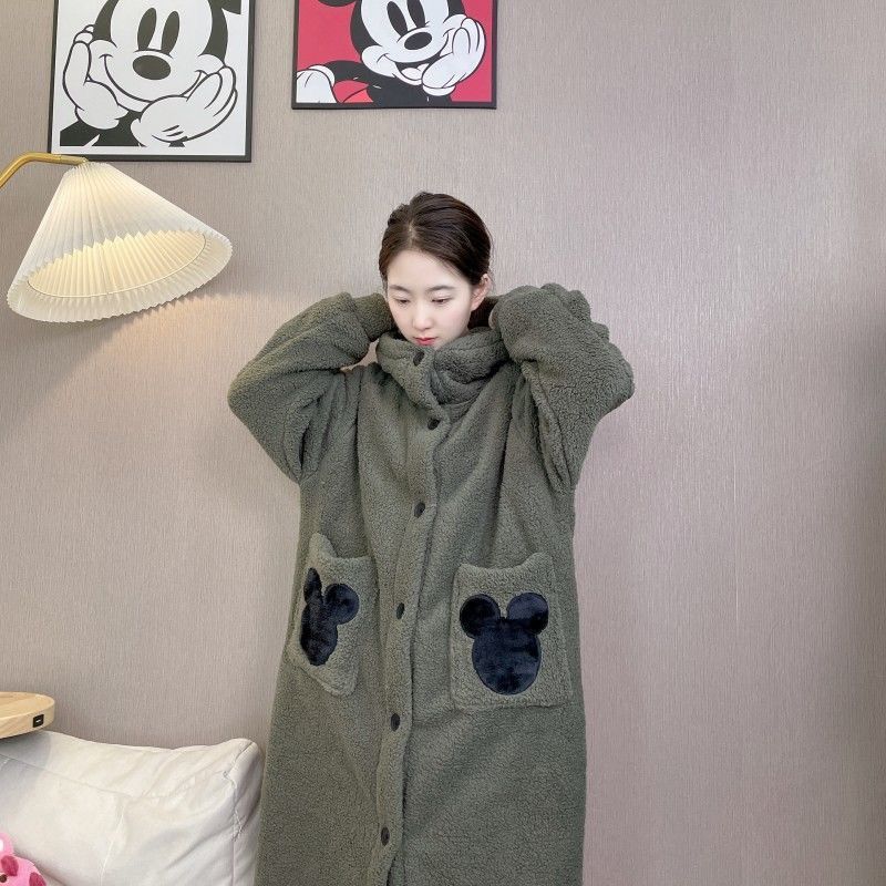 连帽珊瑚绒洗澡长款睡袍长款睡衣