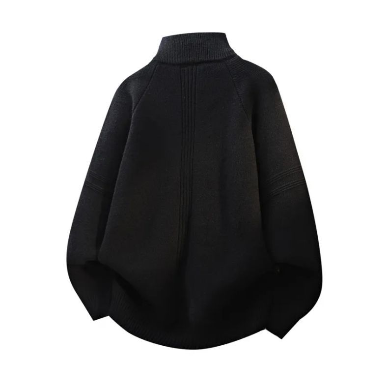 Turtleneck Zipper Sweater Autumn And Winter Coat 2025 New Loose Stand-up Collar Couple Solid Color Knitted Sweater Casual Trend_voghion.com